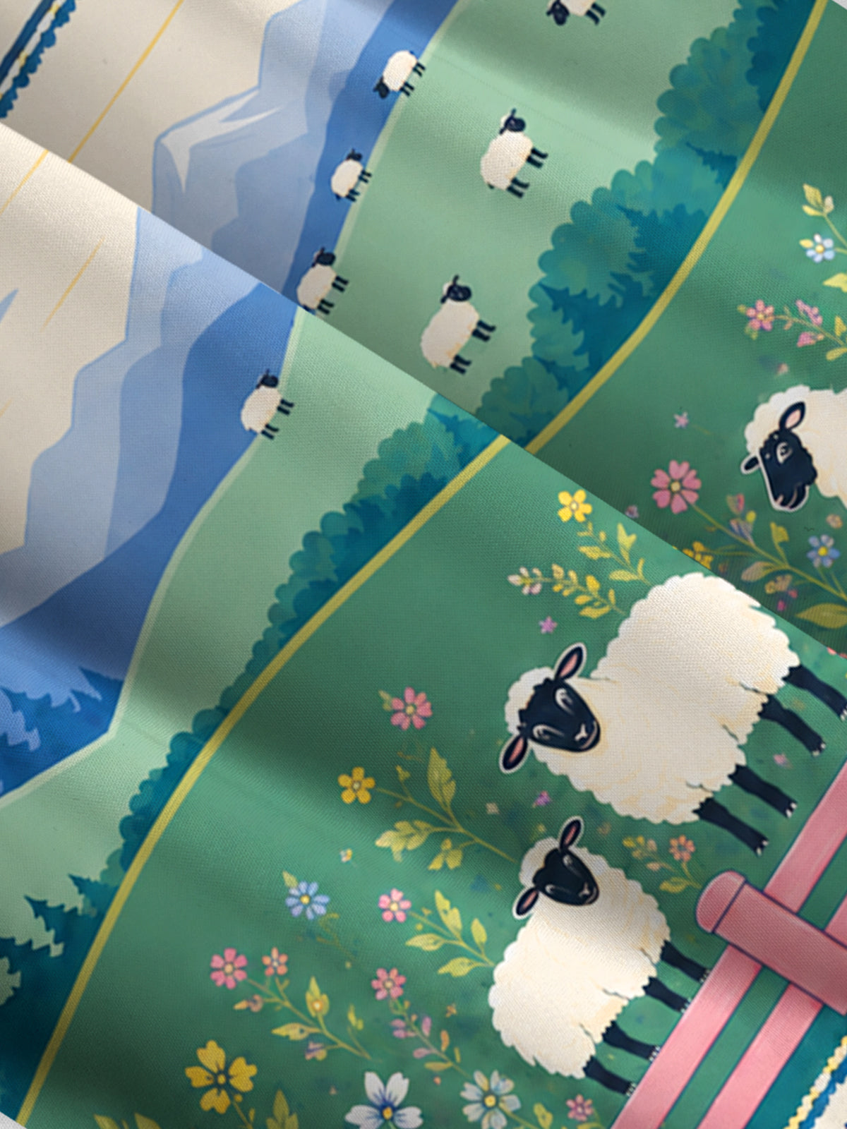 Mountain Meadow Sheep Print Wide Straps Maxi Dress With Pockets