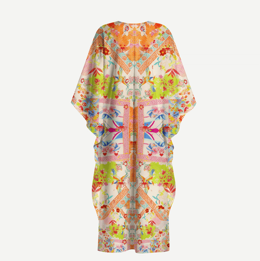 V‑Neck Vivid Lily Sleeve Kaftan Dress