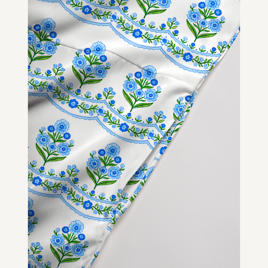 V-Neck Azure Folk Jumpsuit with Pockets for Women