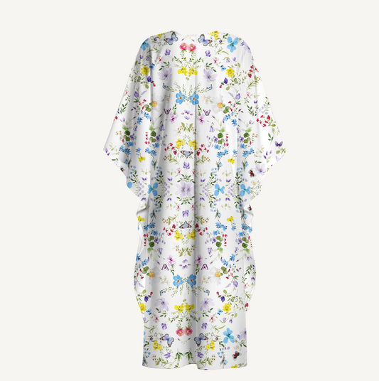 V‑Neck Butterfly Trail Kimono Sleeve Kaftan Dress
