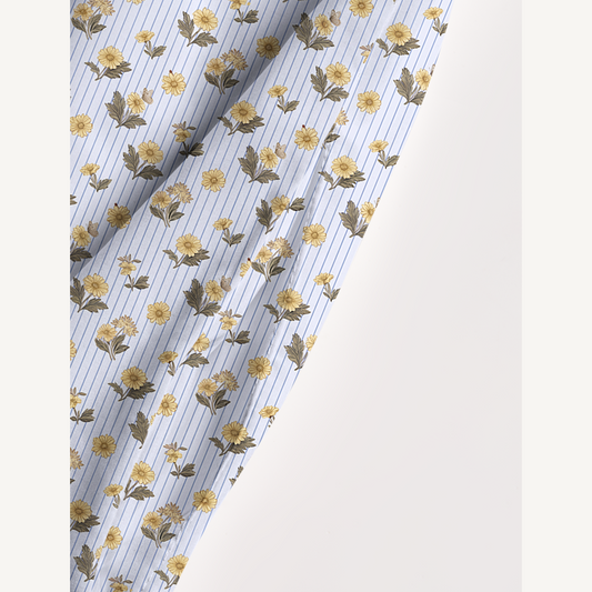 Square Neck Blue Marigold Print Wide Straps Maxi Dress With Pockets