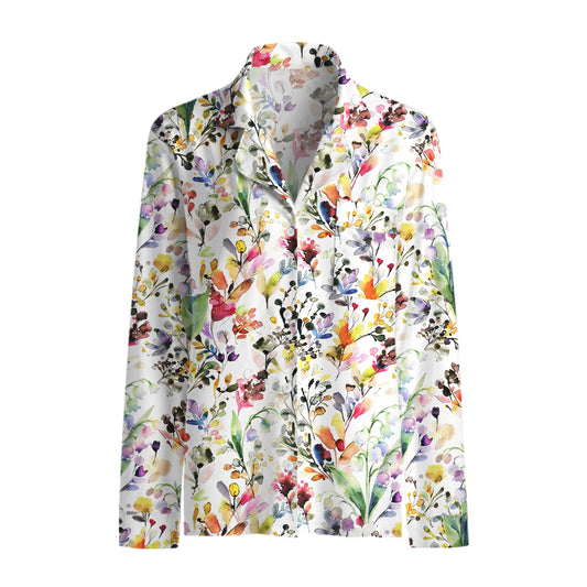 Watercolor Wildflower Garden Print Long Pajama Set
