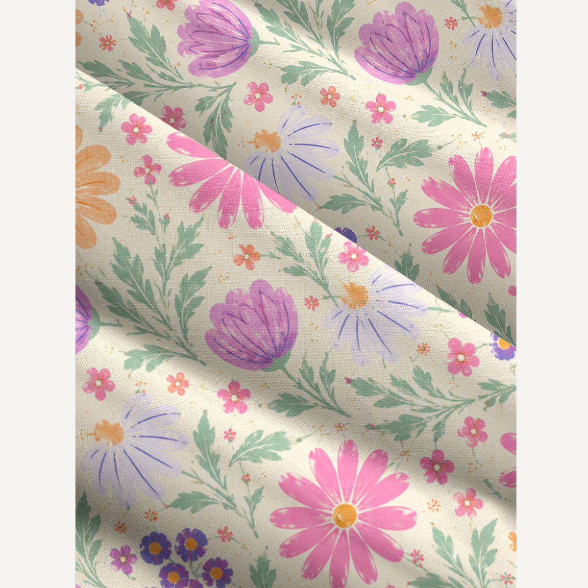 Pastel Wildflower Meadow Print Wide Straps Maxi Dress With Pockets