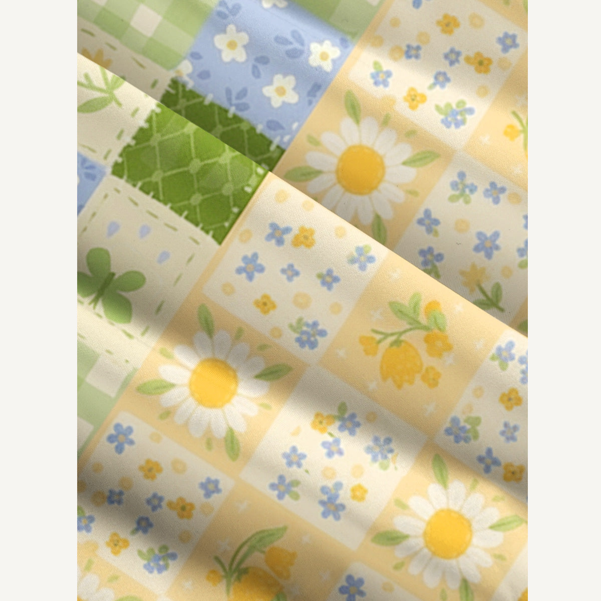 Pastoral Gingham Patchwork Printed Wide Straps Maxi Dress With Pockets