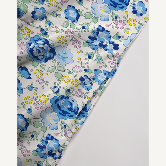 V-Neck Blue Rose Floral Boho Jumpsuit with Pockets for Women