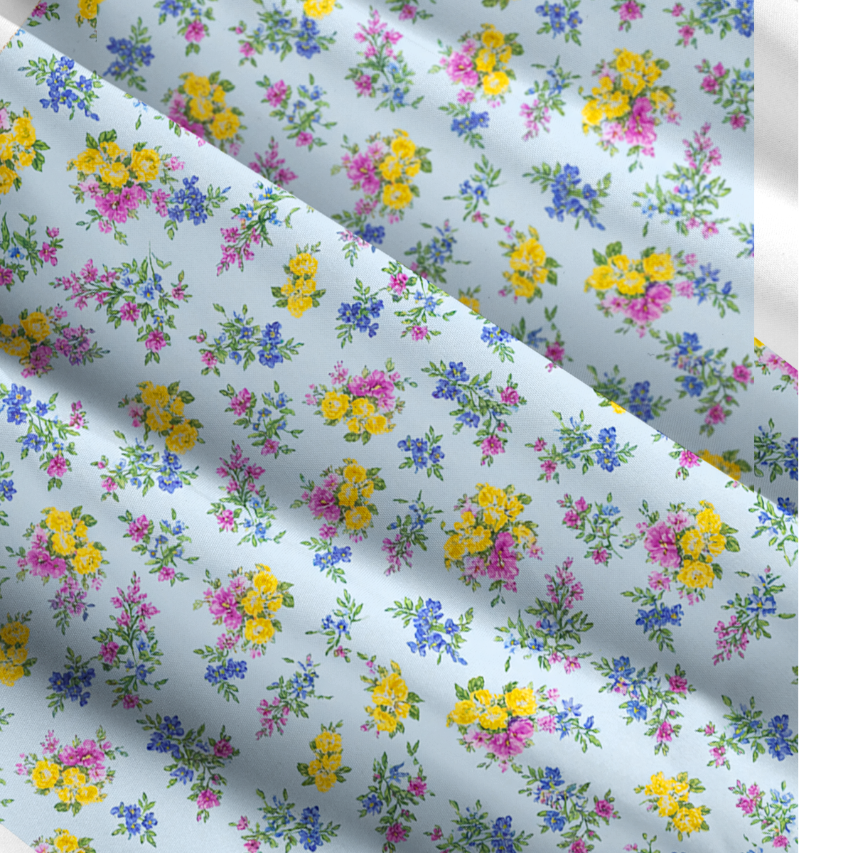 Square Neck Blue Meadow Print Wide Straps Maxi Dress With Pockets