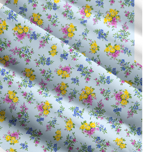Square Neck Blue Meadow Print Wide Straps Maxi Dress With Pockets
