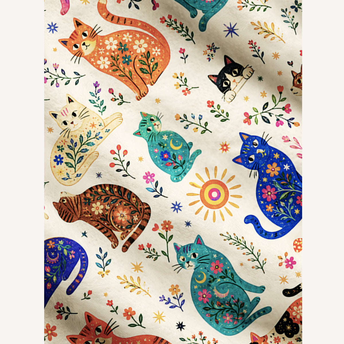 Painted Cat Garden Print Ugly Cardigan Sweaters