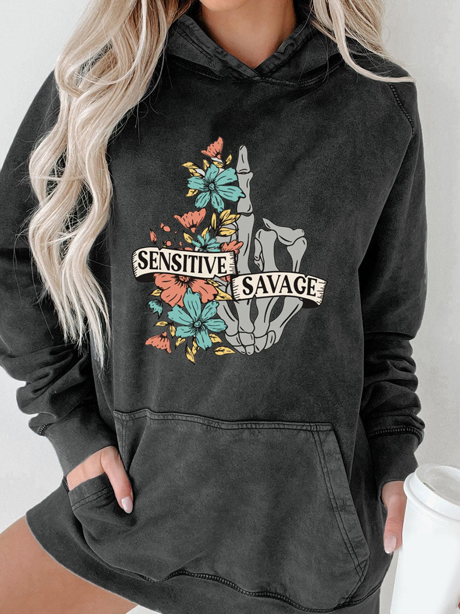 Sensitive Savage Washed Hoodie