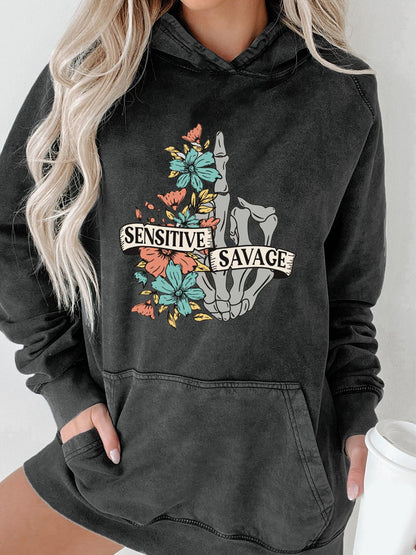 Sensitive Savage Washed Hoodie