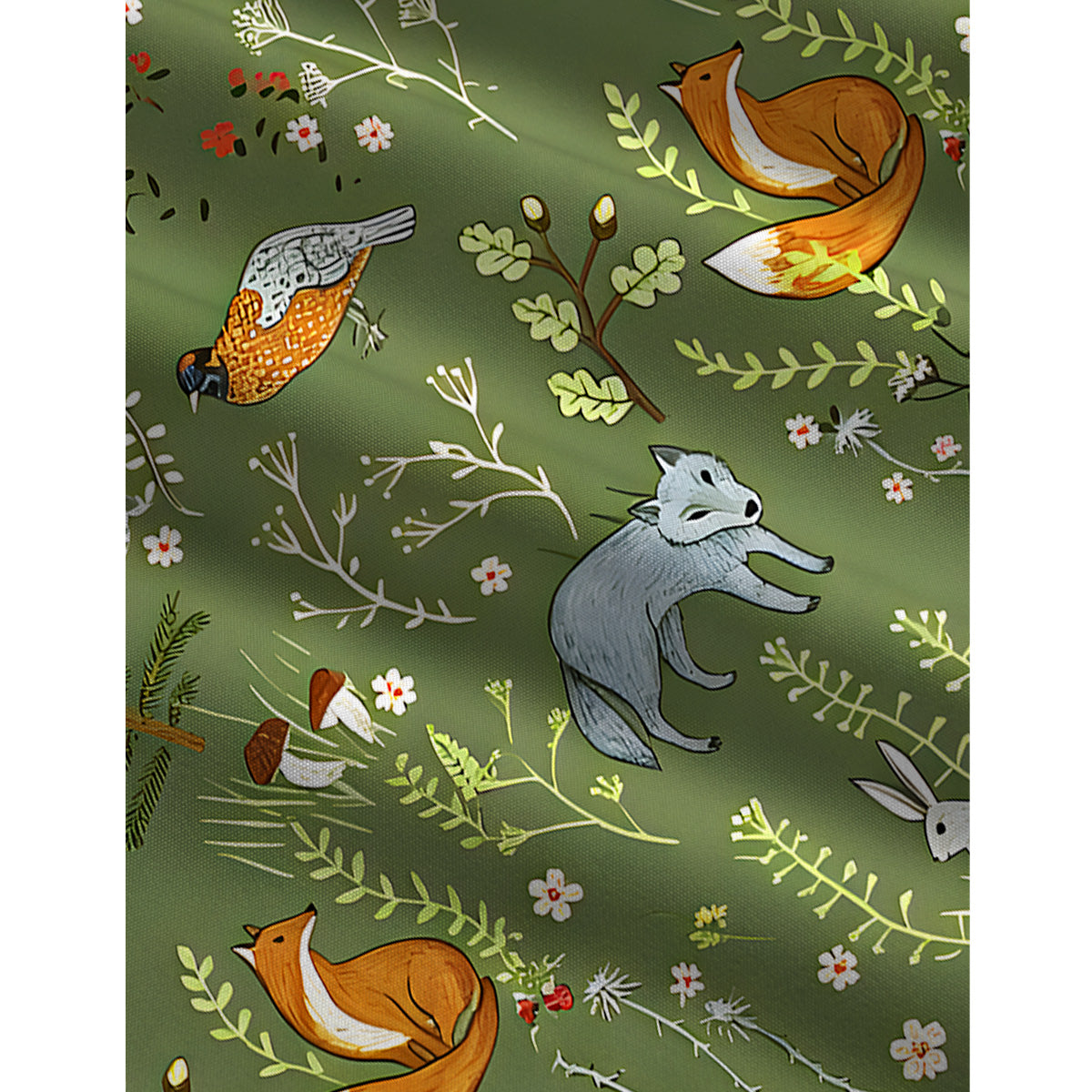 Whimsical Woodland Animals Print Boho Jumpsuit with Pockets for Women