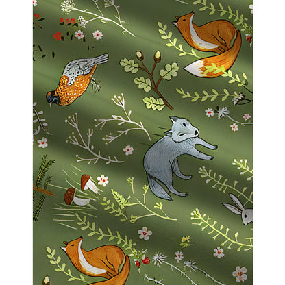 Whimsical Woodland Animals Print Boho Jumpsuit with Pockets for Women