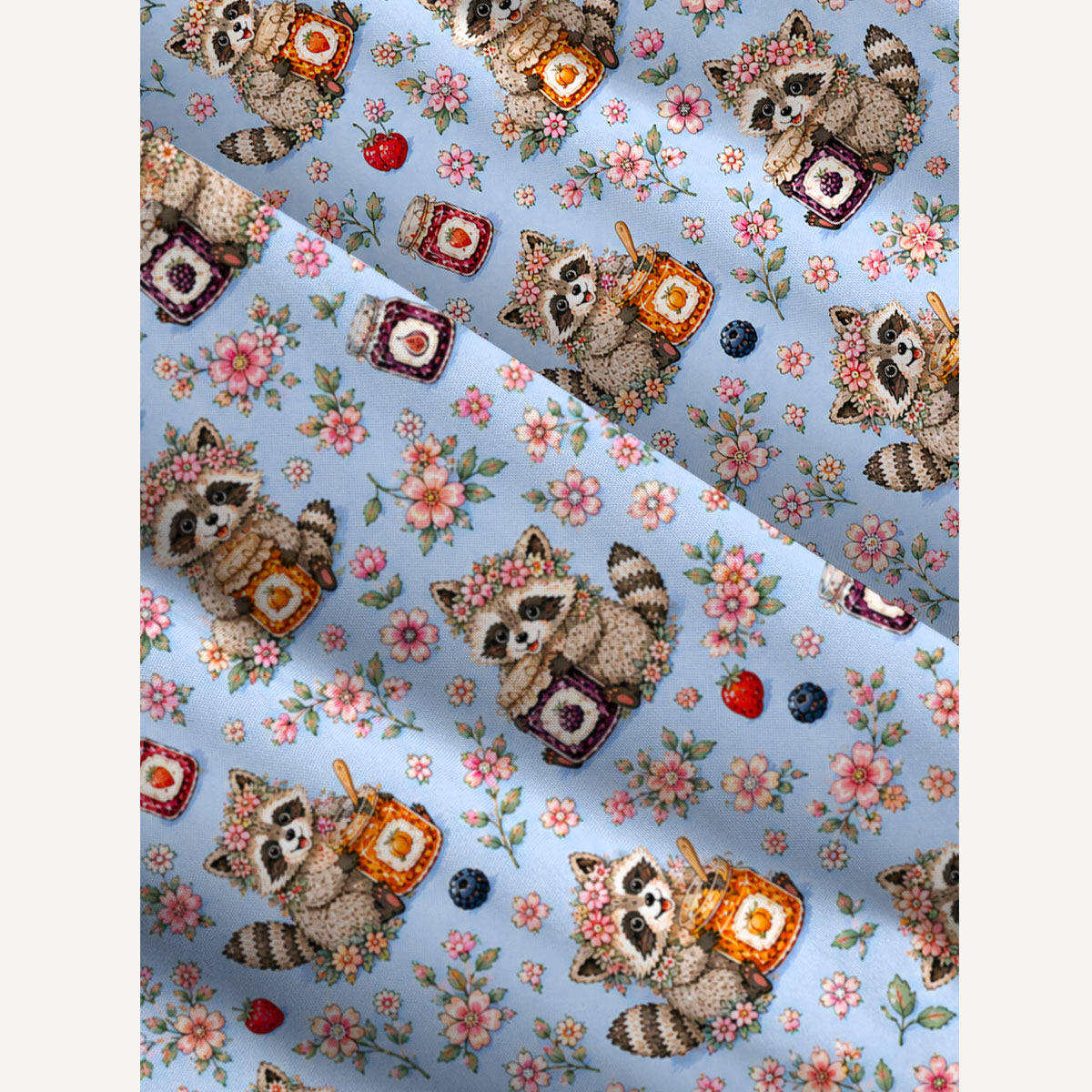 Raccoons Raspberry Jam Print Wide Straps Maxi Dress With Pockets
