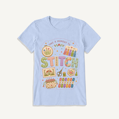 Stitching Elements Print Crew Neck Cotton Tee