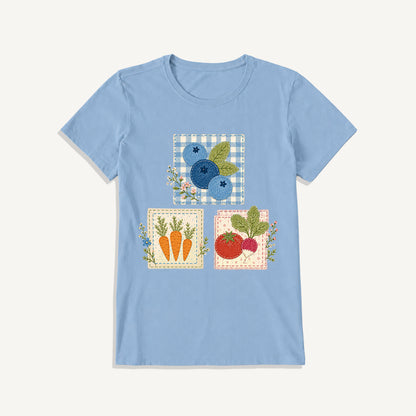 Cottage Garden Harvest Print Crew Neck Cotton Tee