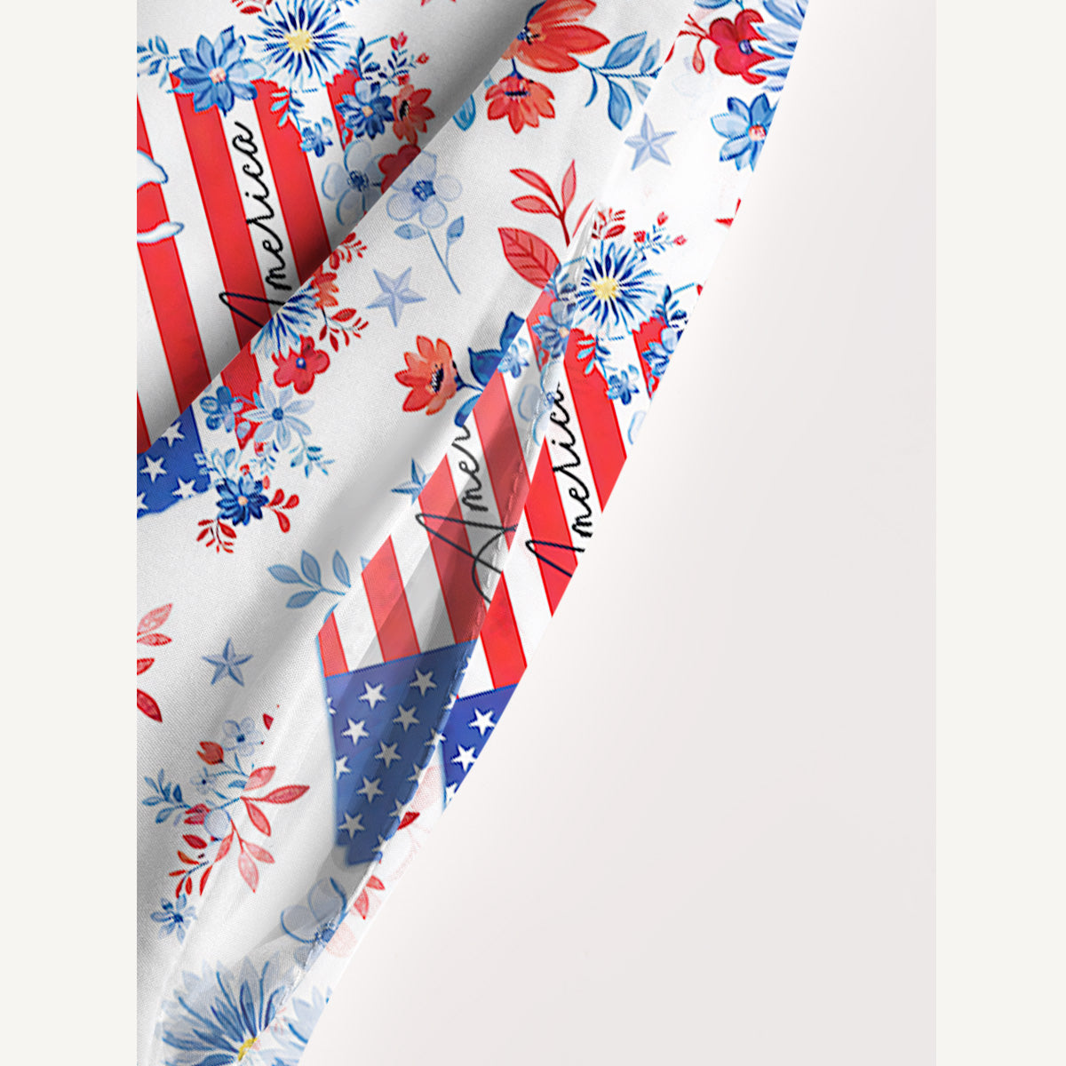 Americana Flower Hearts  Print Wide Straps Maxi Dress With Pockets