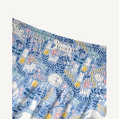 Blue Leaf Cat Print Convertible Maxi Skirt & Strapless Dress