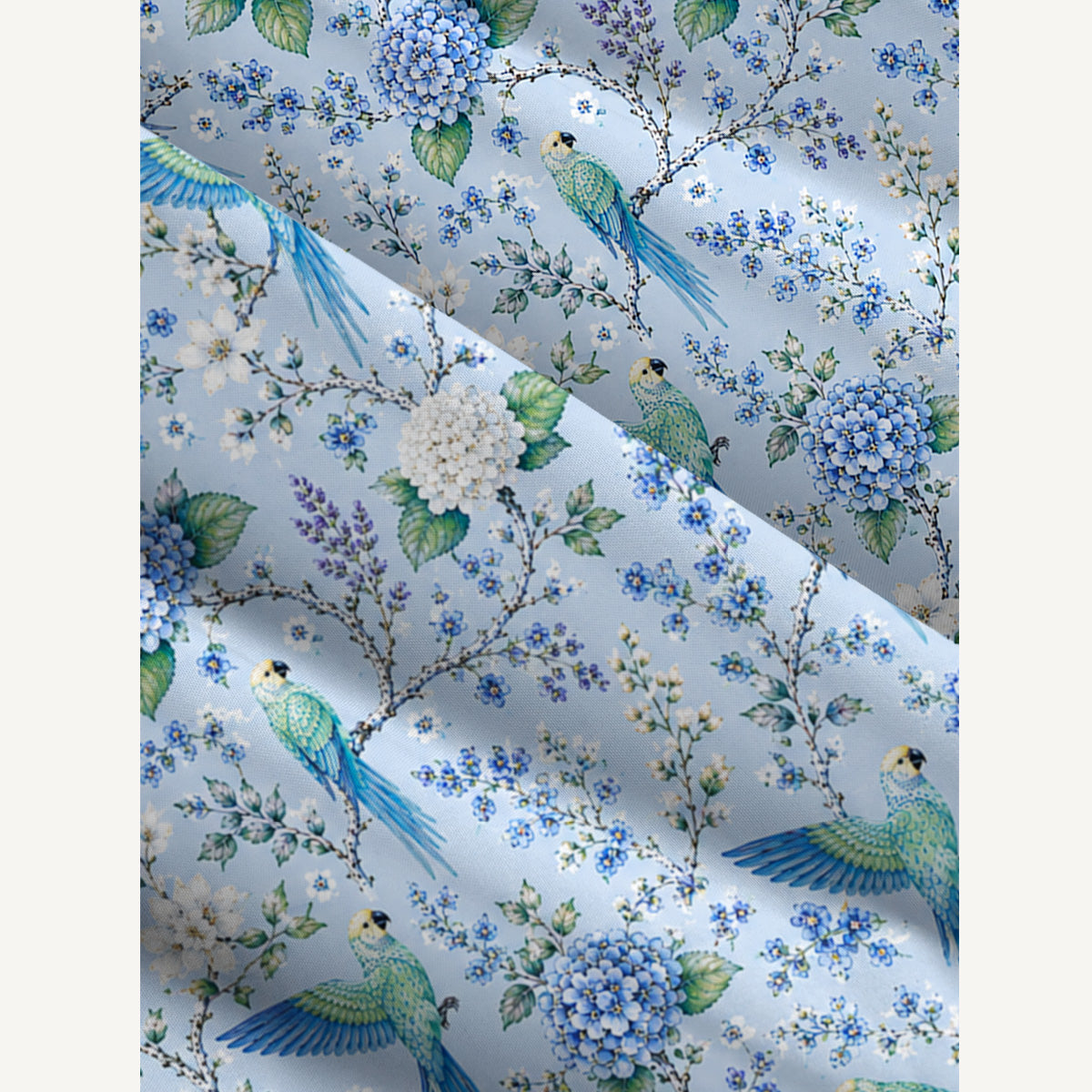 Elegant Parrots in Bloom Pattern Print Wide Straps Maxi Dress With Pockets