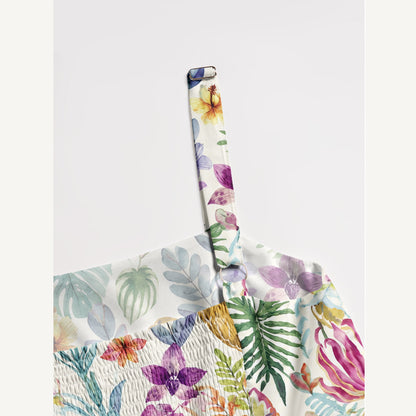 Afternoon Garden Floral Print Wide Straps Maxi Dress With Pockets