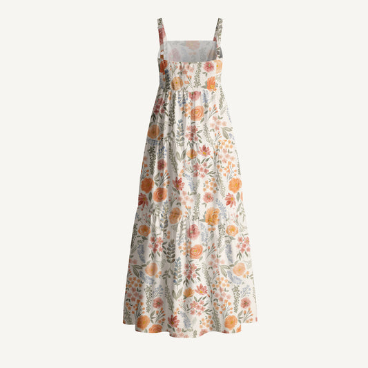 The Wild Flowers Print Cotton Wide Straps Maxi Dress With Pockets