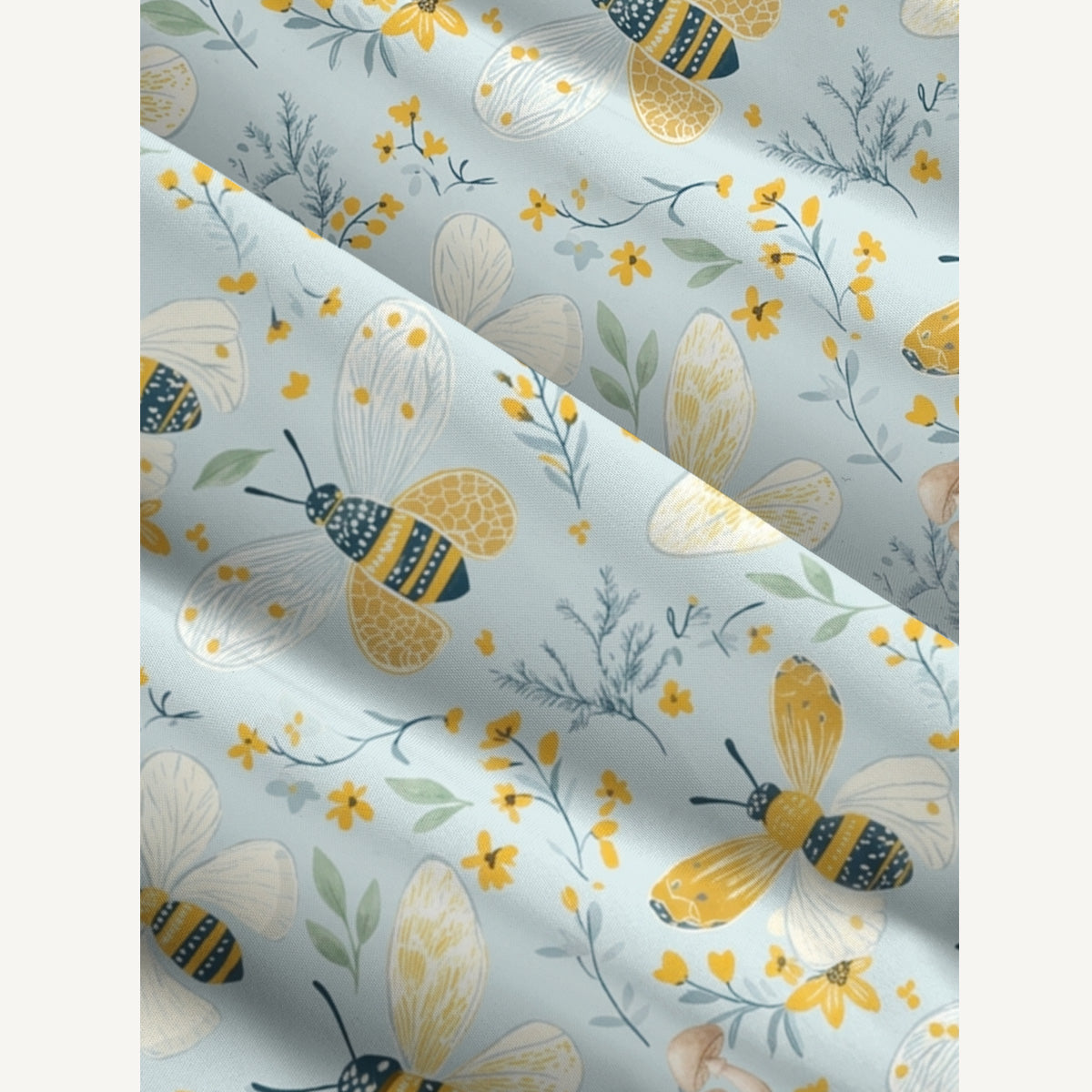Vintage Floral Bees Print Wide Straps Maxi Dress With Pockets