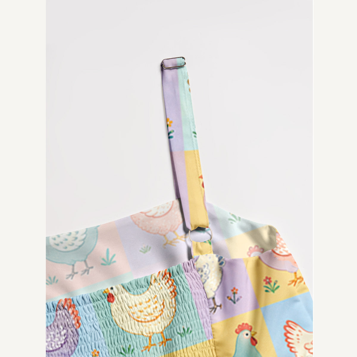 Pop Chicken Print Wide Straps Maxi Dress With Pockets