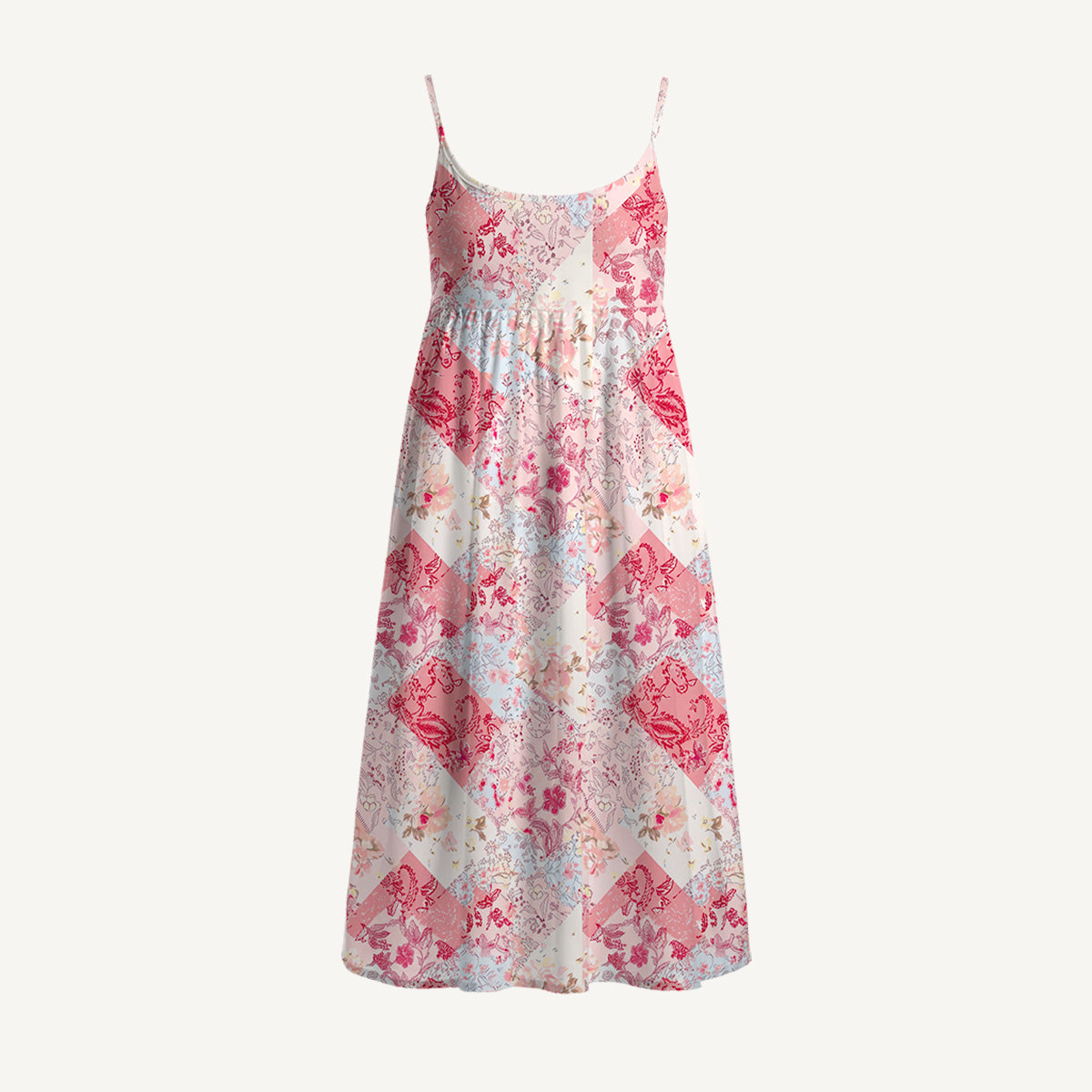Shabby Chic Floral Patchwork Spaghetti Strap Mini Dress