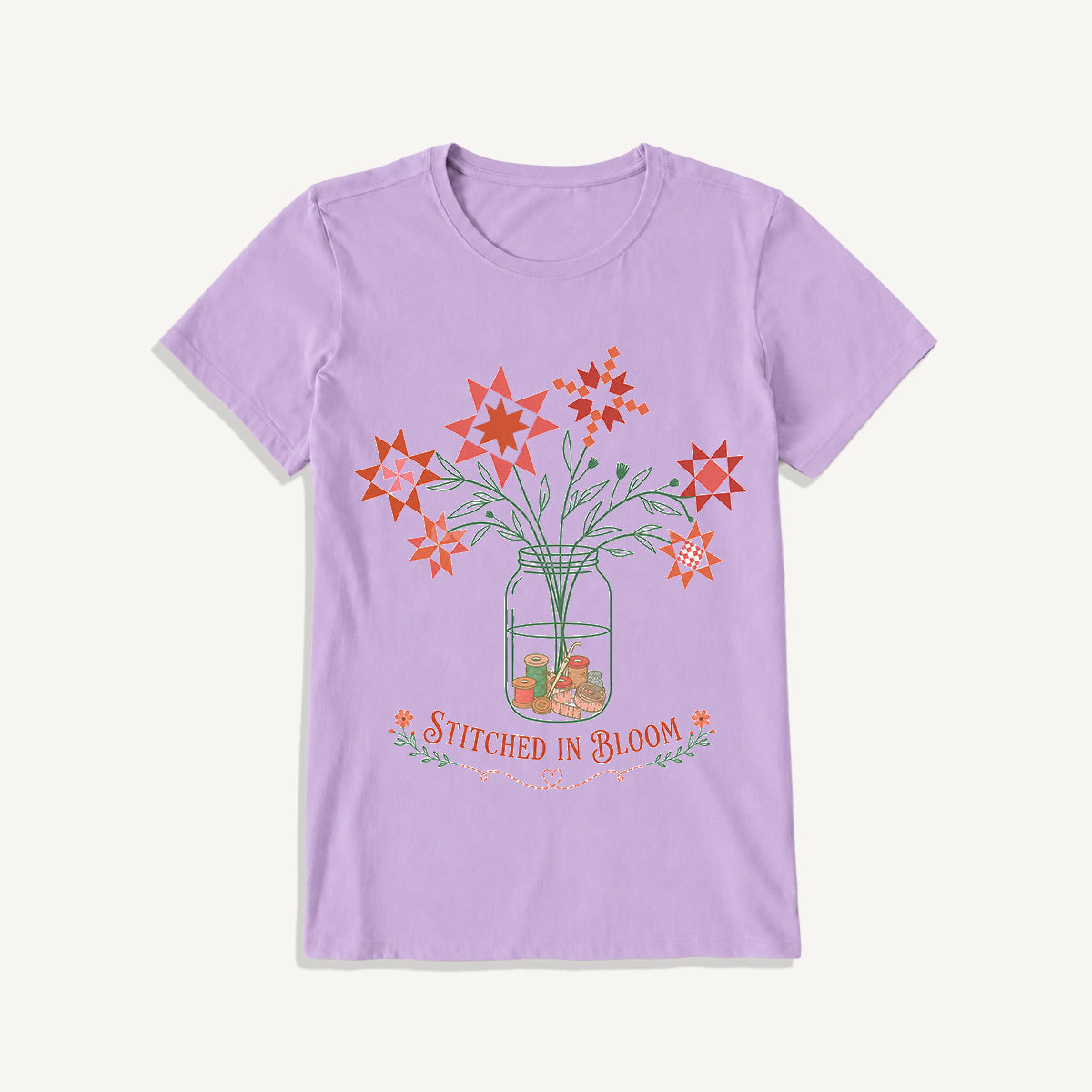 Stitched in Bloom Jar Print Crew Neck Cotton Tee
