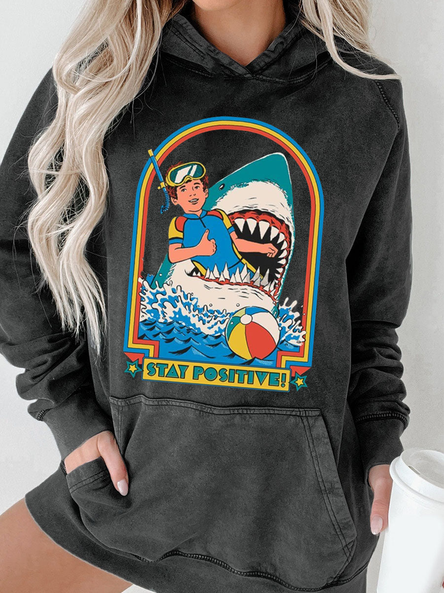 Stay Positive Washed Hoodie