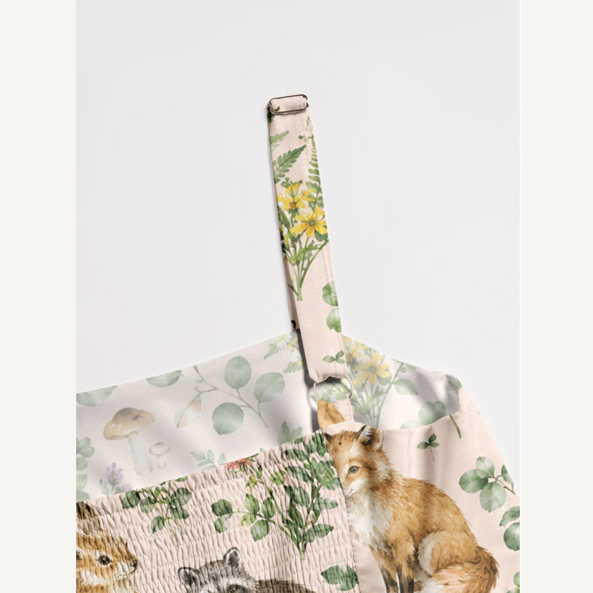 Woodland Creatures Blush Print Wide Straps Maxi Dress With Pockets
