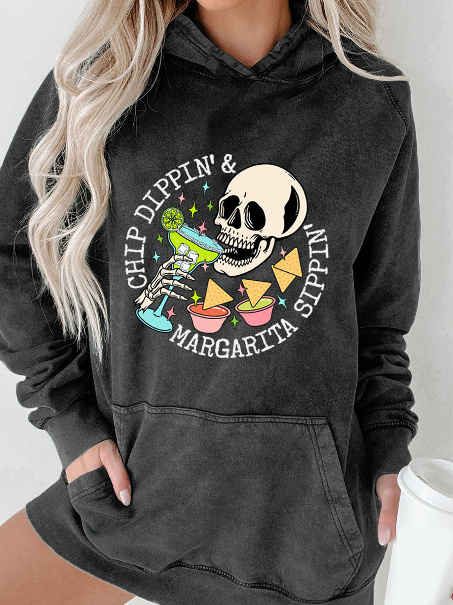 Chip Dipping And Margarita Sippin Washed Hoodie