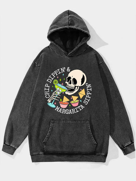 Chip Dipping And Margarita Sippin Washed Hoodie