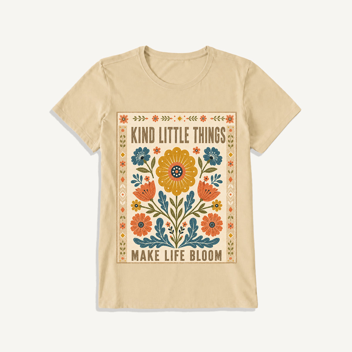 Kind Little Things Folk Bloom Print Crew Neck Cotton Tee