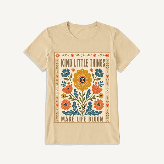 Kind Little Things Folk Bloom Print Crew Neck Cotton Tee