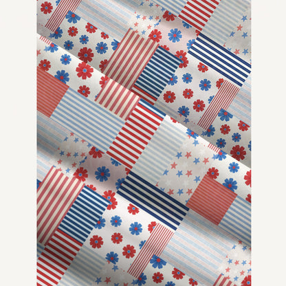 Flower Flags Print Quilt Wide Straps Maxi Dress With Pockets
