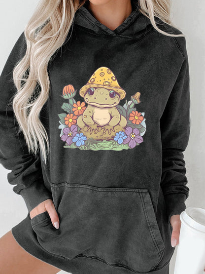 Oversized Retro Frog Washed Hoodie