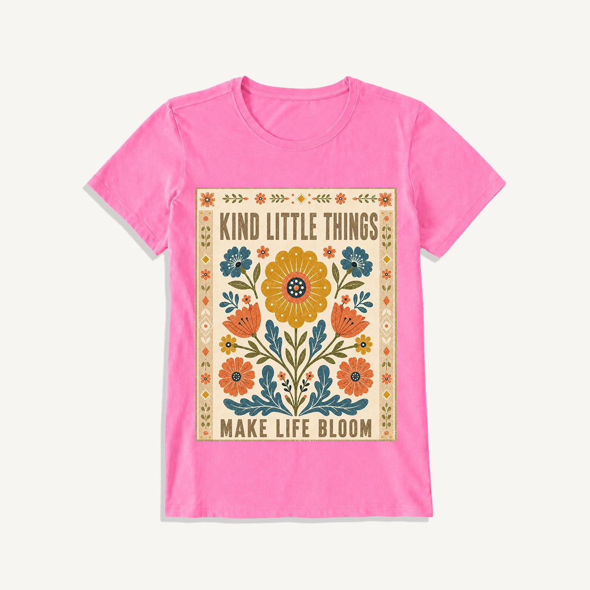 Kind Little Things Folk Bloom Print Crew Neck Cotton Tee