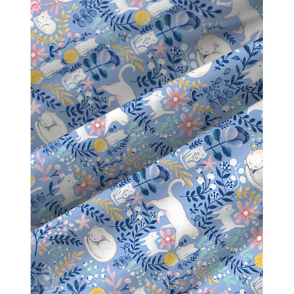 Blue Leaf Cat Spaghetti Strap Mini Dress