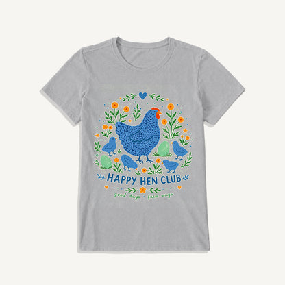 Blue Hen and Chicks Garden Print Crew Neck Cotton Tee