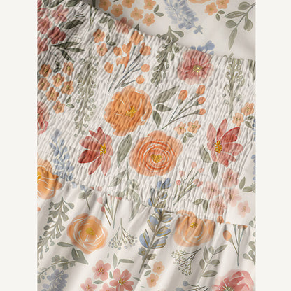 The Wild Flowers Print Cotton Wide Straps Maxi Dress With Pockets