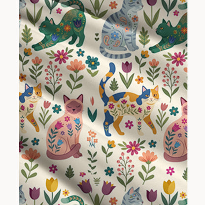 Cute Flower Cat Print Convertible Maxi Skirt & Strapless Dress