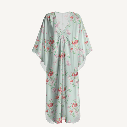 V‑Neck Mint Honeysuckle Kimono Sleeve Kaftan Dress
