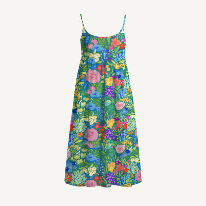 Floral Rainbows Print Spaghetti Strap Mini Dress