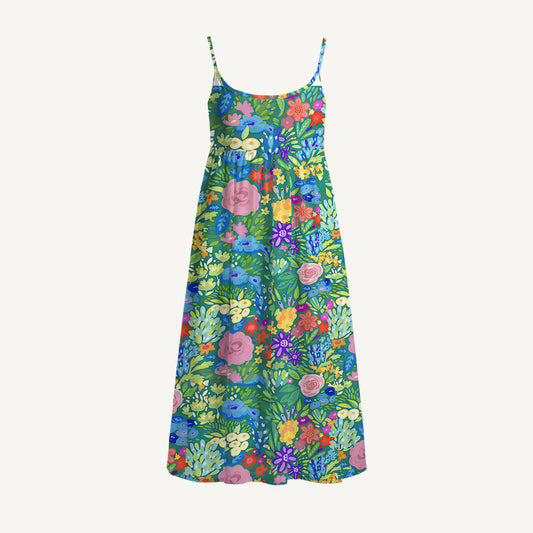 Floral Rainbows Print Spaghetti Strap Mini Dress