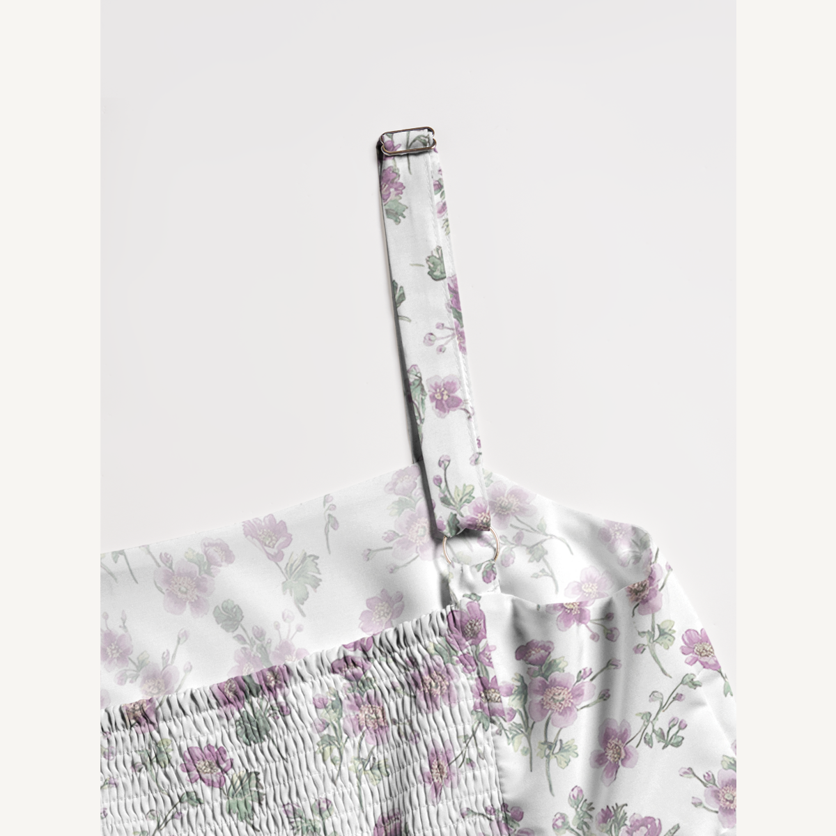 Square Neck Lavender Field Whisper Print Wide Straps Maxi Dress With Pockets