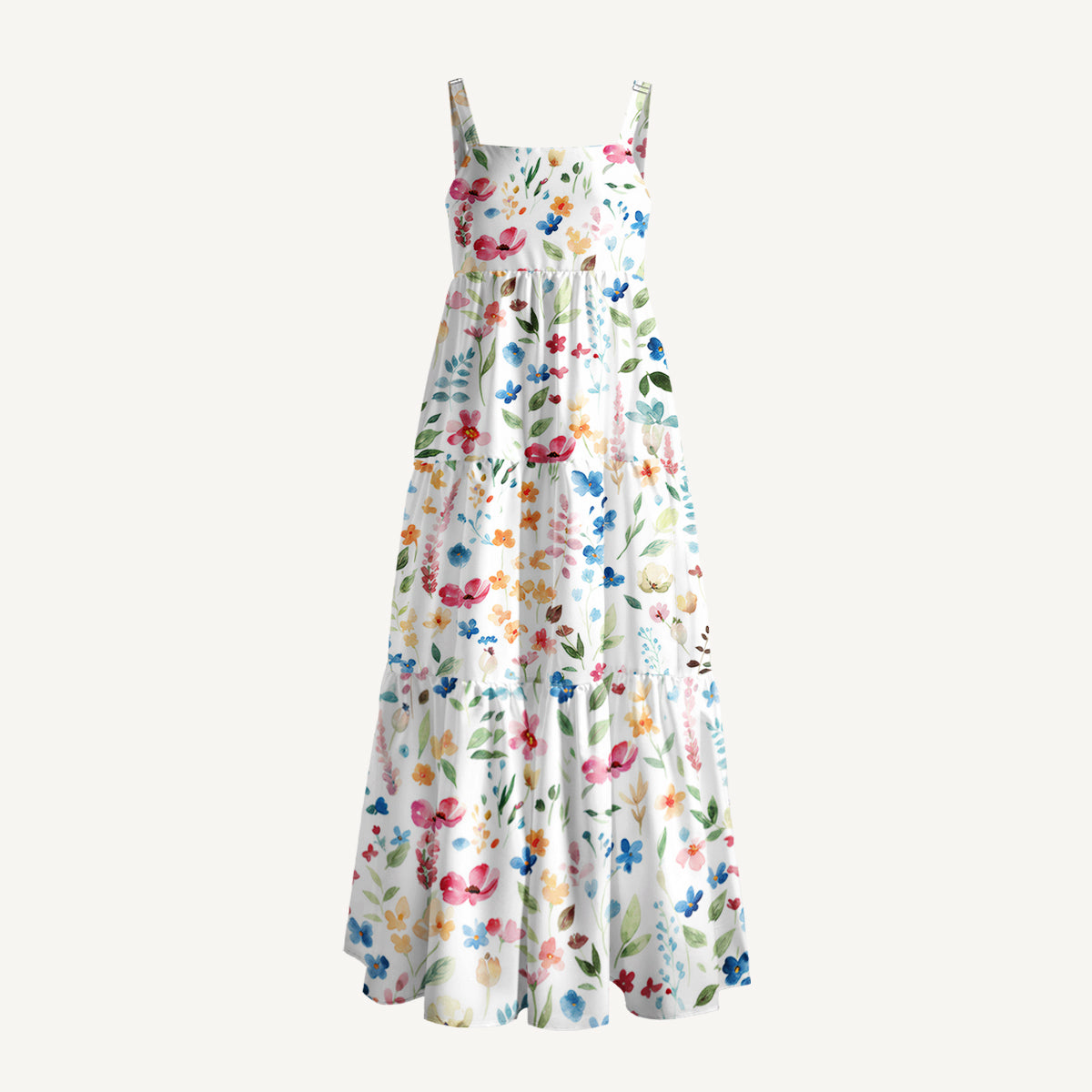 Wildflower Dream Print Wide Straps Maxi Dress With Pockets