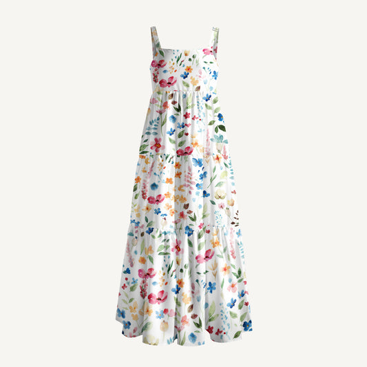 Wildflower Dream Print Wide Straps Maxi Dress With Pockets