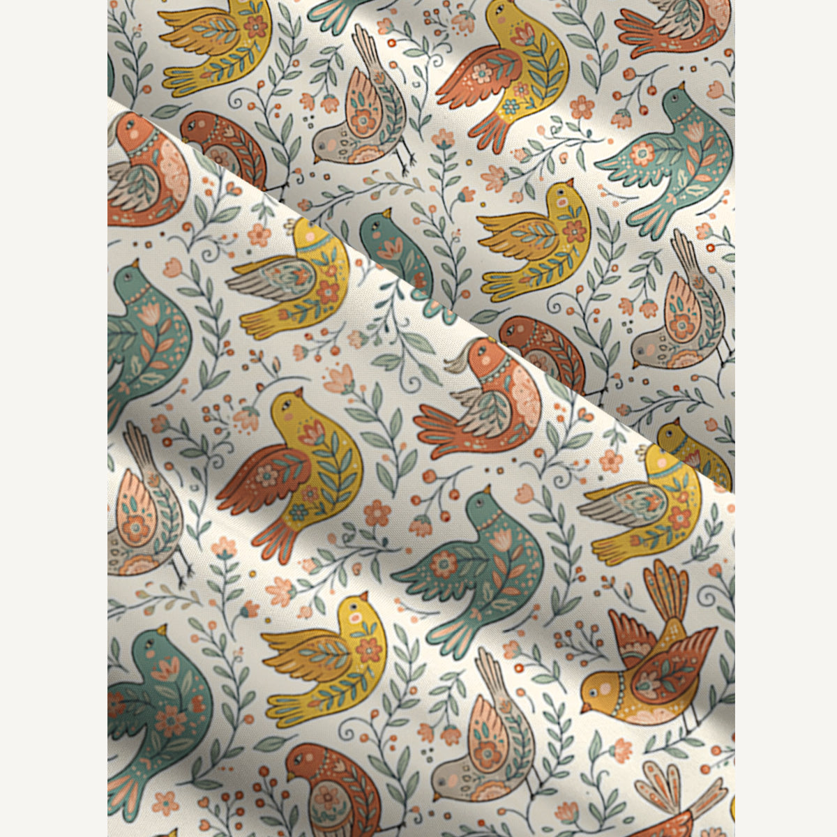 Colorful Flower Birds Print Wide Straps Maxi Dress With Pockets