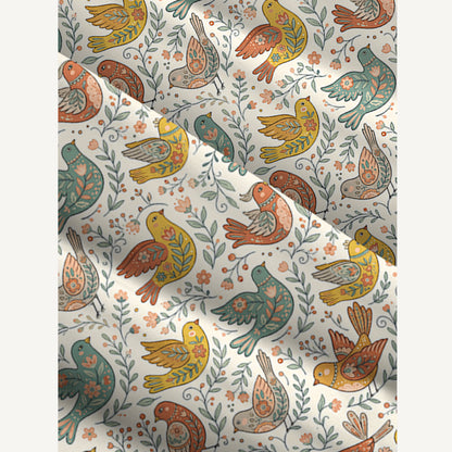 Colorful Flower Birds Print Wide Straps Maxi Dress With Pockets
