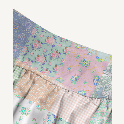 Vintage Quilt Patchwork Print Convertible Maxi Skirt & Strapless Dress